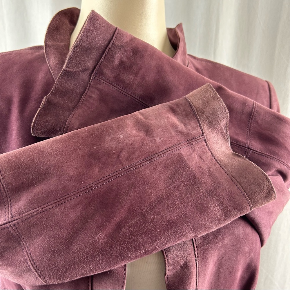 Anne Klein Plum Color Soft Suede Open Jacket 4 - Picture 7 of 11